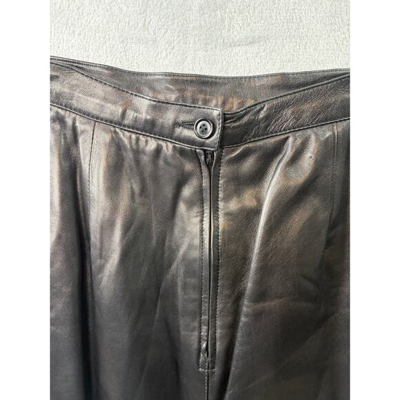 Michael Kors Leather Midi Skirt • Black • Size 6 - Picture 3 of 8